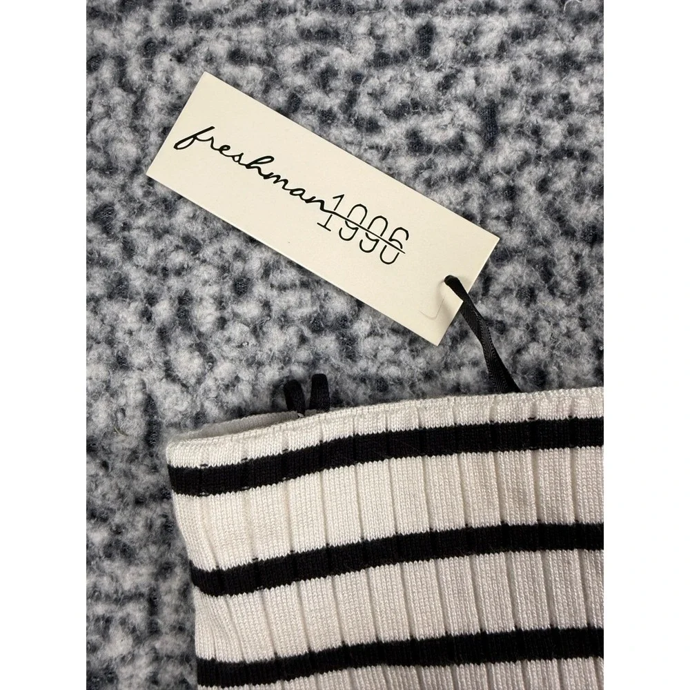 Freshman 1996 Black White Stripe Knit Tube Top Off Shoulder Bardot Size S NWT‎